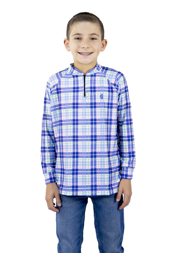 Camiseta de Proteção UV Primos Agro Xadrez Roxo - KIDS UNISSEX