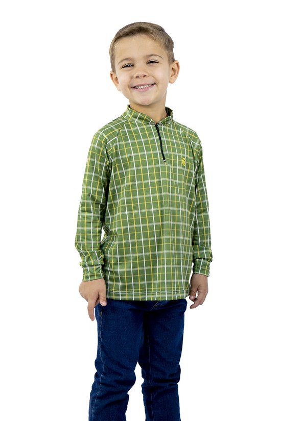 Camiseta de Proteção UV Primos Agro Xadrez Verde - KIDS UNISSEX